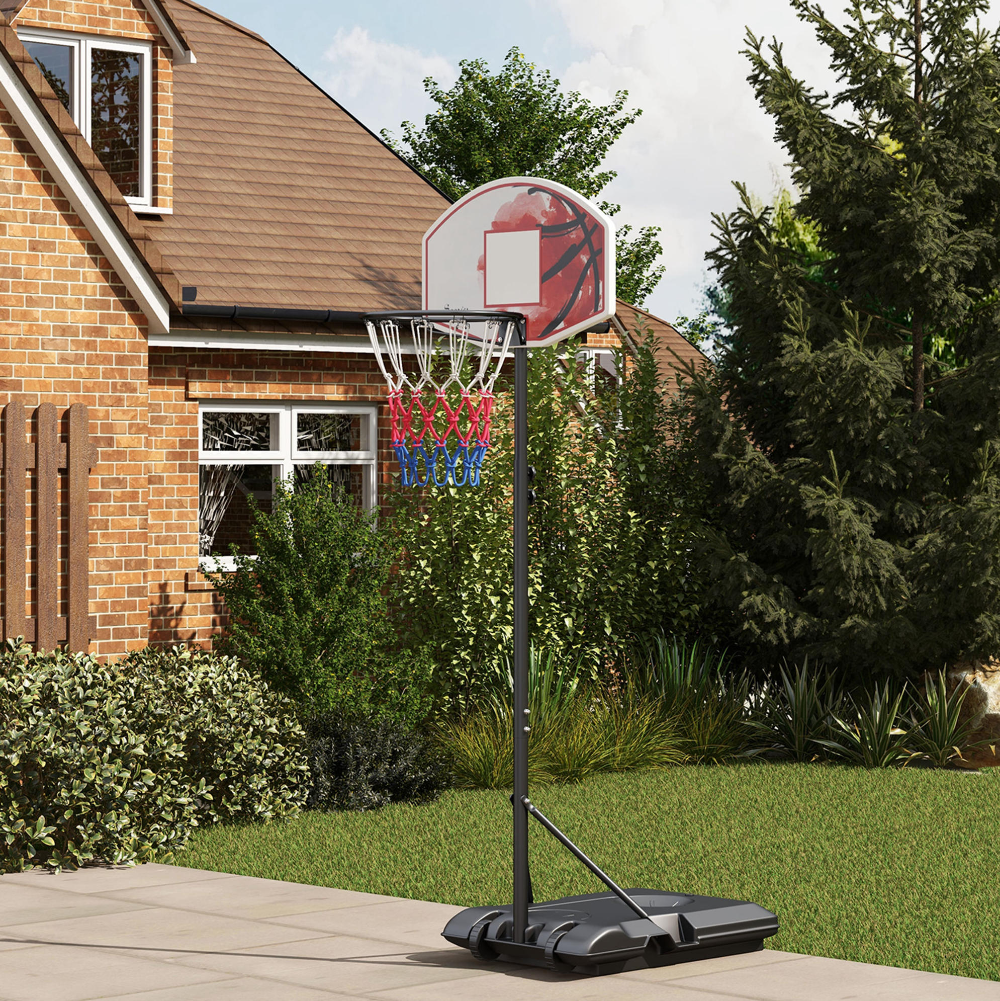 Verstellbarer Basketballkorb Auf Ständer 179-209 Cm Mit Rollen, Schwarz Havrya