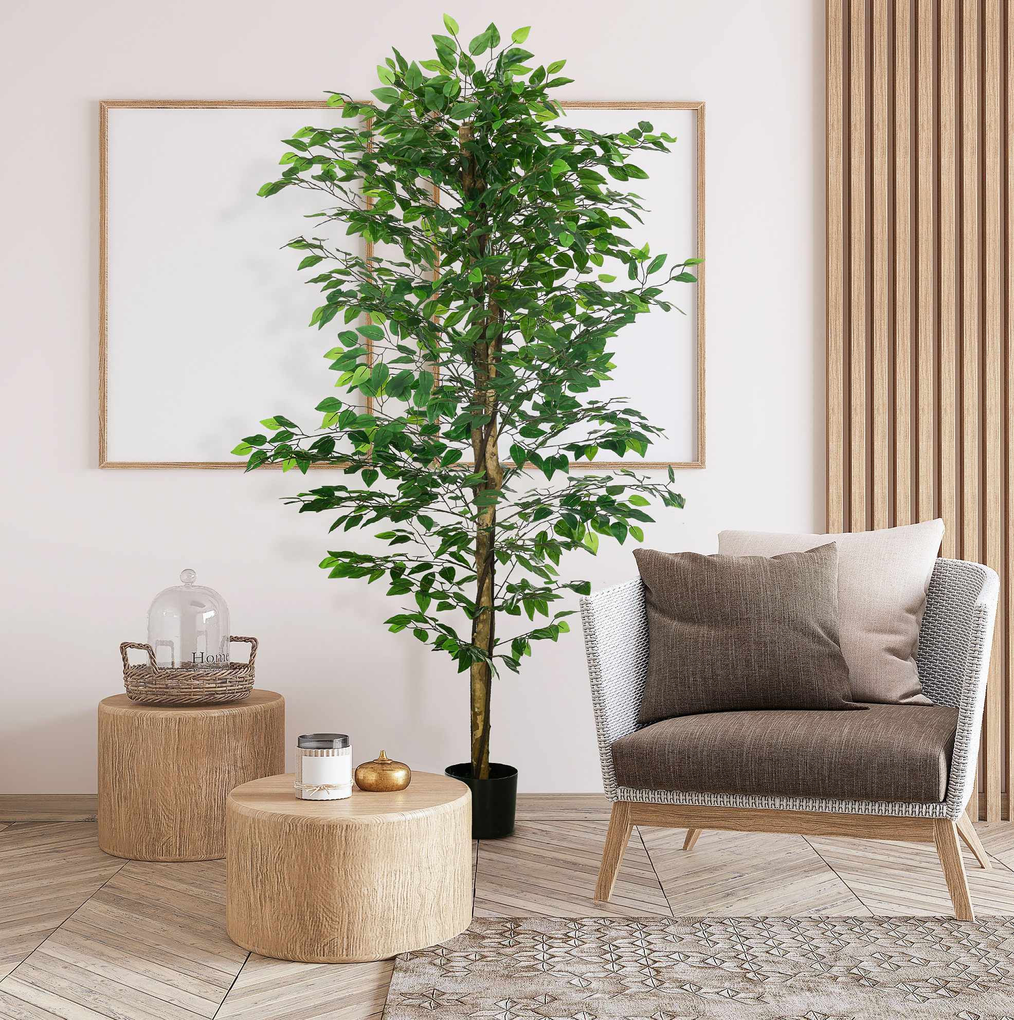 Künstlicher Ficus 180 Cm Aus Kunststoff Mit Topf, Grün Havrya