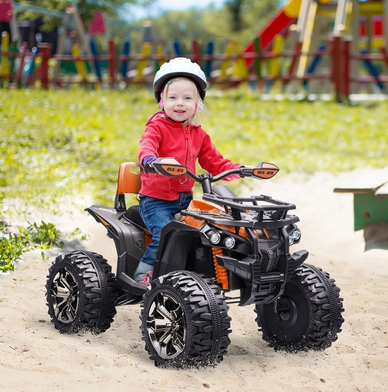 12v Elektro-quad Für Kinder Mit Vorwärts-/rückwärtsfahrt, Mp3, Led-scheinwerfer, Orange Havrya