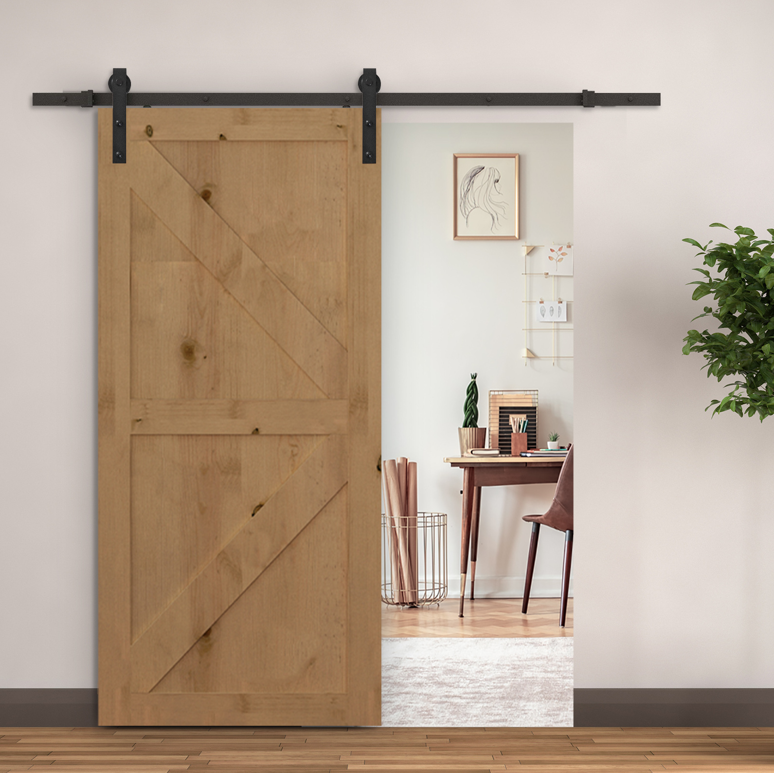 200 Cm Schiebetür-kit Aus Schwarzem Stahl Havrya