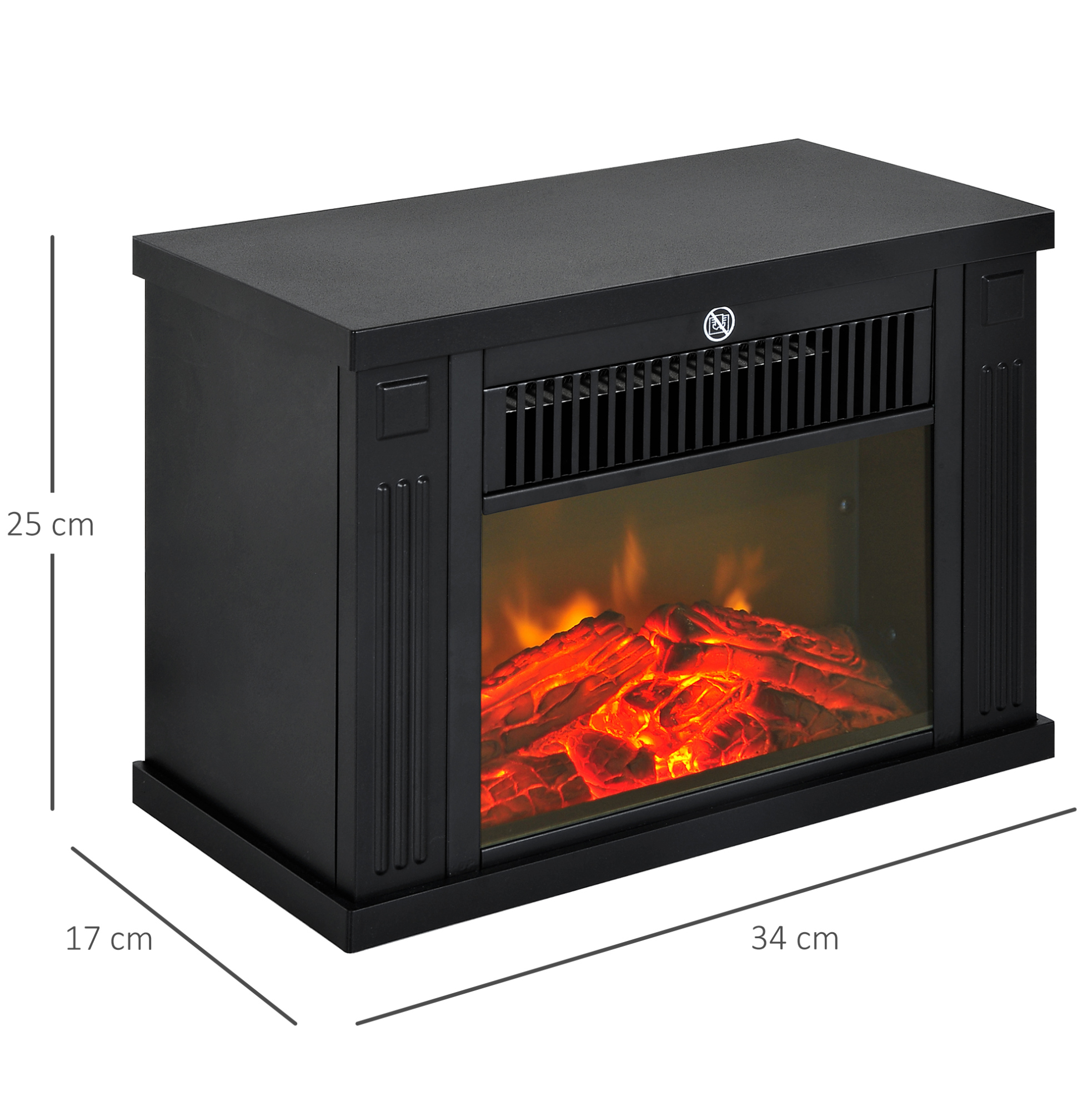 Elektrischer Kamin Zum Aufstellen 34 X 17 X 25 Cm, Realistischer Flammeneffekt, 600/1200 W Havrya