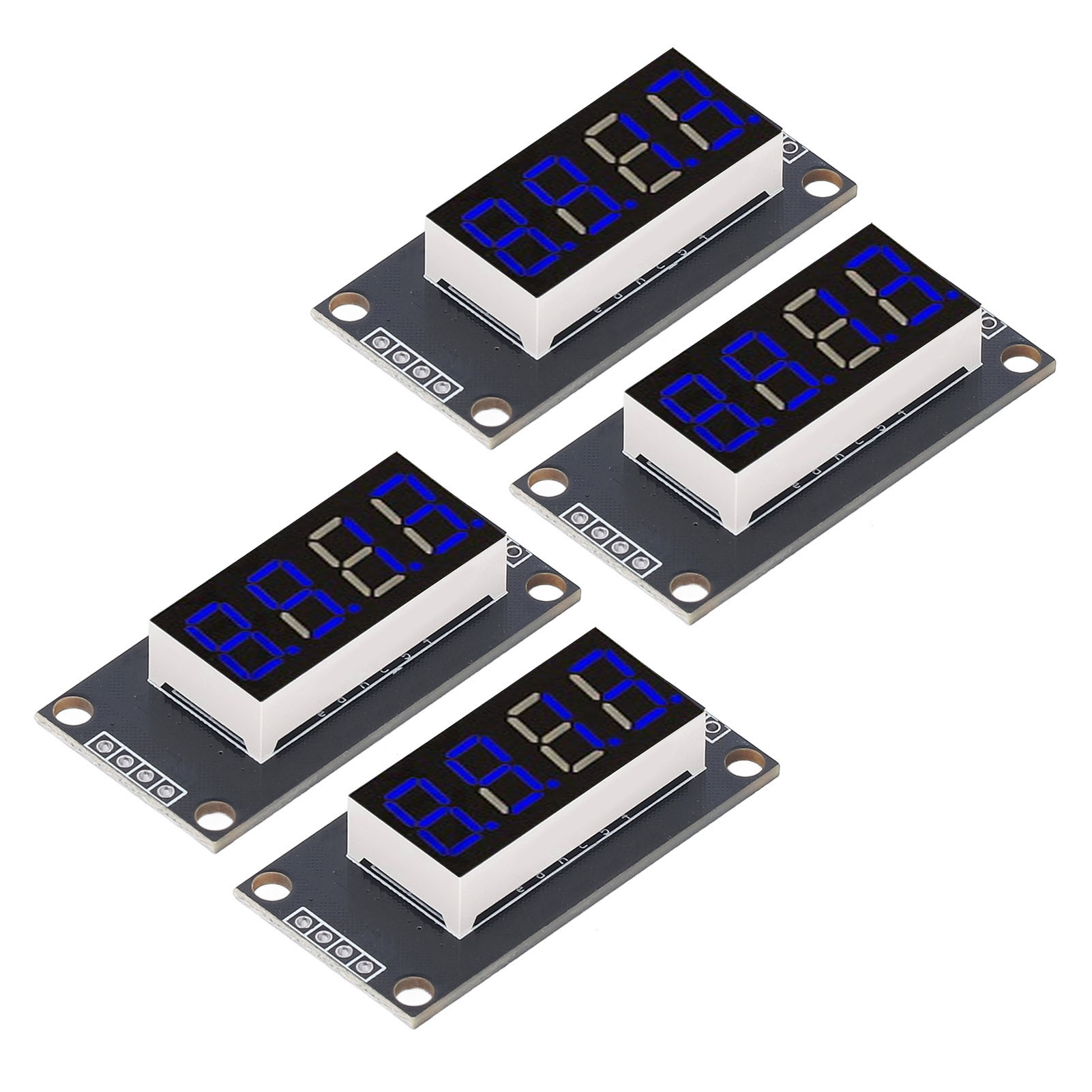 4 Modules D'Affichage Numérique À Tube Led 4 Chiffres 7 Segments 0,36 Pouce, Puce De Commande Tm1637, Bleu Mra110d