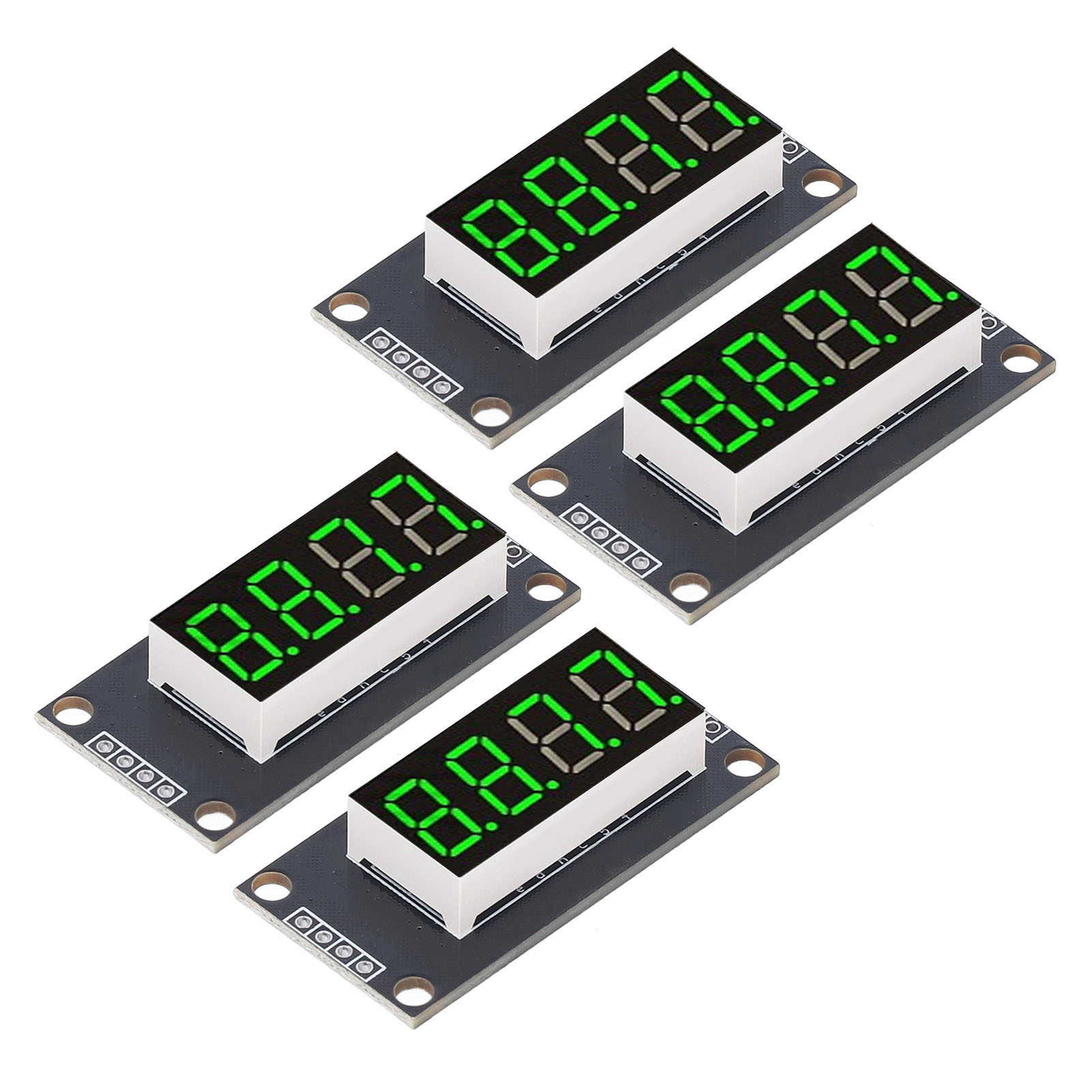 4 Modules D'Affichage Numérique À Tube Led 4 Chiffres 7 Segments 0,36 Pouce, Puce De Commande Tm1637, Vert Mra110e