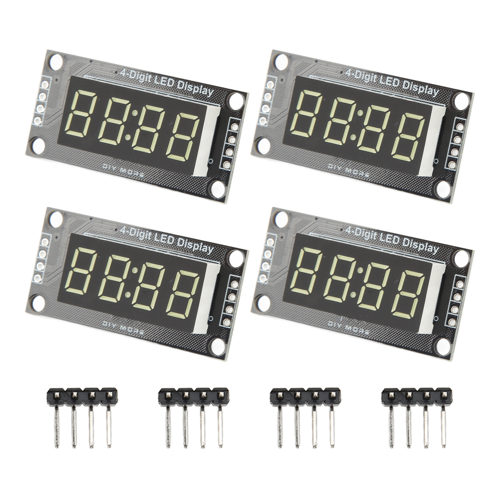 4 Modules D'Affichage Numérique À Tube Led 4 Chiffres 7 Segments 0,36 Pouce, Puce De Commande Tm1637, Blanc Mra110f