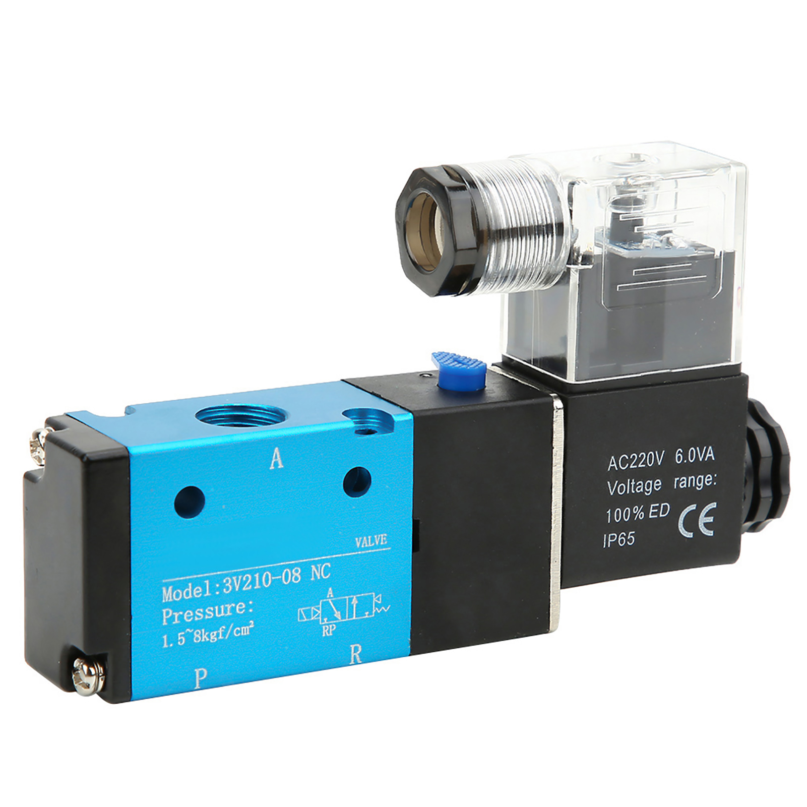 Électrovanne 3v210-08 À 2 Positions Et 5 Voies, Filetage Pt1/4", 1,2 Mpa (170 Psi), Indice De Protection Ip65 (220 V Ca)