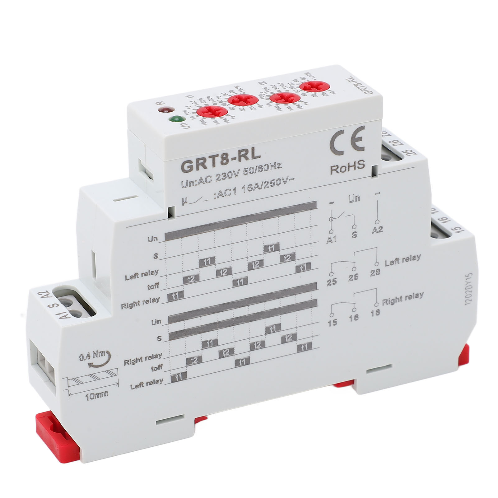 Relais Temporisé À Double Temporisation, Cycle Alterné, Réglable, Ignifugé, Indicateur Led, 230 V Ca
