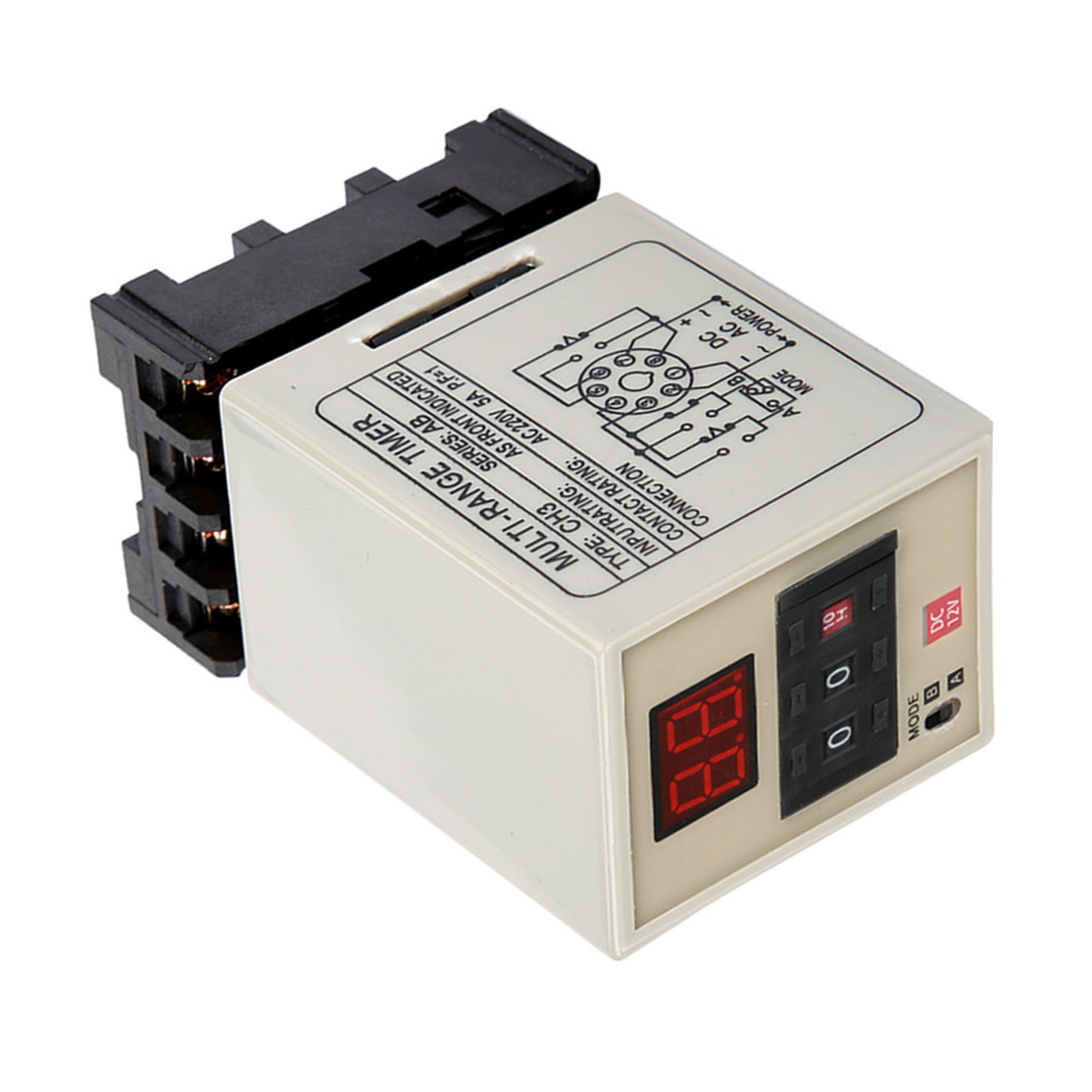 Relais Temporisé Double Mode Ah3-dm 0,01s-99h Avec Affichage Led (12 V Cc)