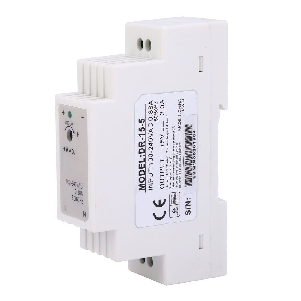 Alimentation À Découpage Dr-15-5 Pour Rail Din, Sortie Unique, 15 W, 5 V, 3 A