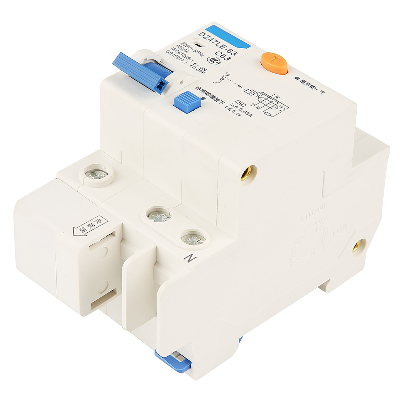 Disjoncteur Différentiel Dz47le‑63 1p N C63 230 V 63 A 30 Ma