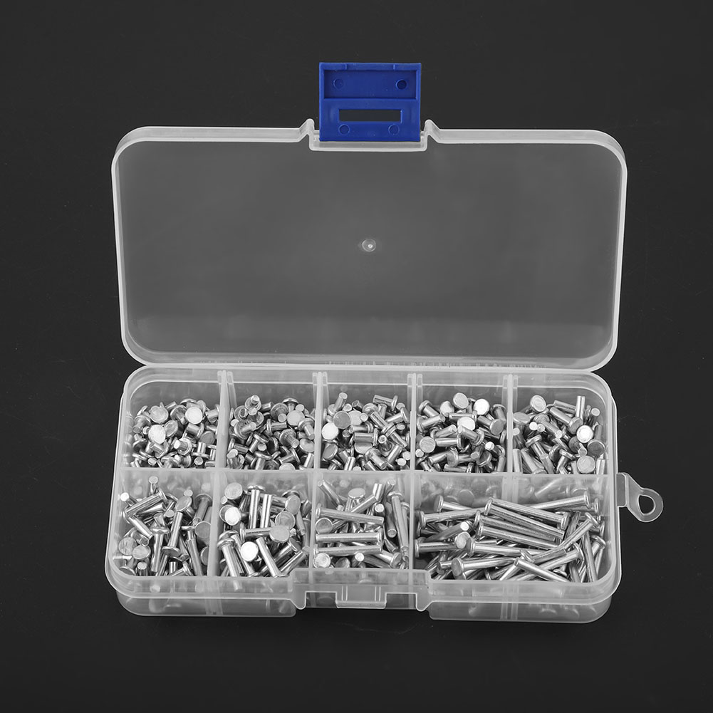 450 Rivets En Aluminium À Tête Plate M2.5, Rivets Pleins À Tête Plate, Longueur 3 À 20 Mm