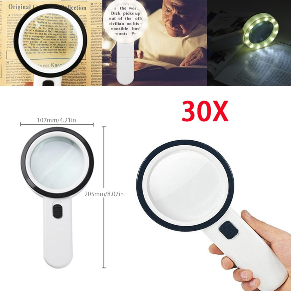 Loupe Éclairante 30x Avec Éclairage Led, Idéale Pour Les Travaux De Précision, La Lecture, L'Inspection De Pièces De Monnaie Et De Bijoux.