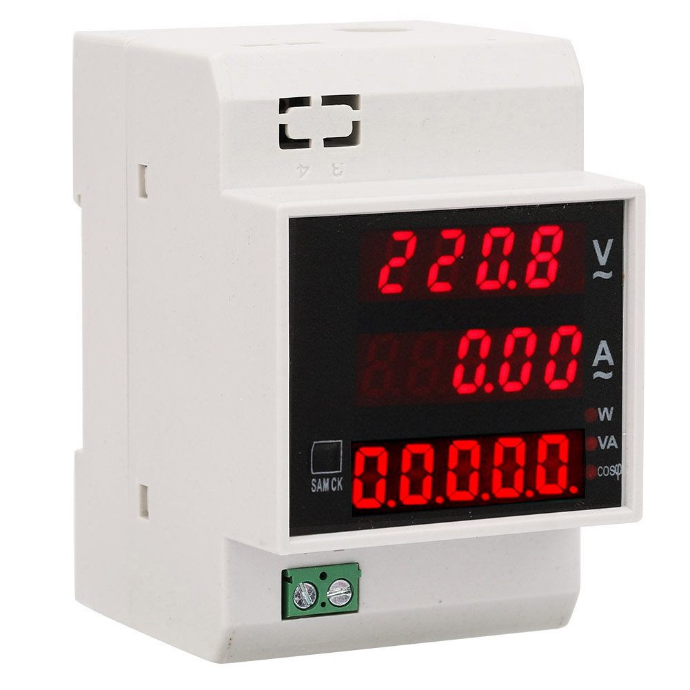 Compteur D'Énergie Numérique Sur Rail Din, Led, Facteur De Puissance Actif, Multifonctionnel