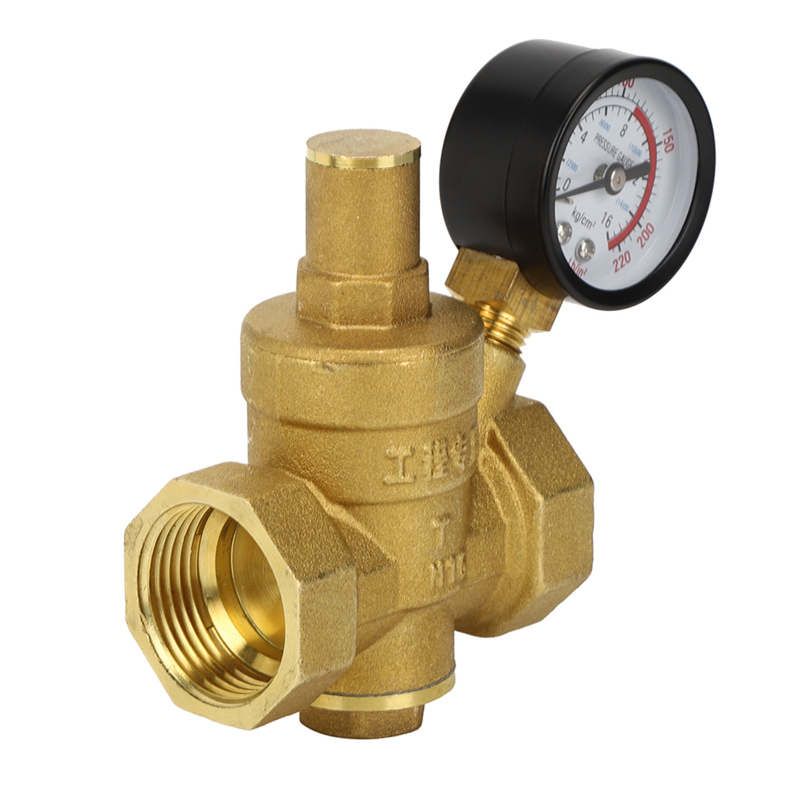 Réducteur De Pression D'Eau Réglable En Laiton Dn25 Avec Manomètre Et Indicateur