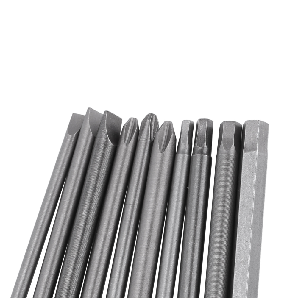 Jeu De 10 Embouts De Tournevis Magnétiques Bst À Tige Hexagonale De 1/4 Pouce Et De 100 Mm De Long (tête Hexagonale Plate Et Cruciforme)