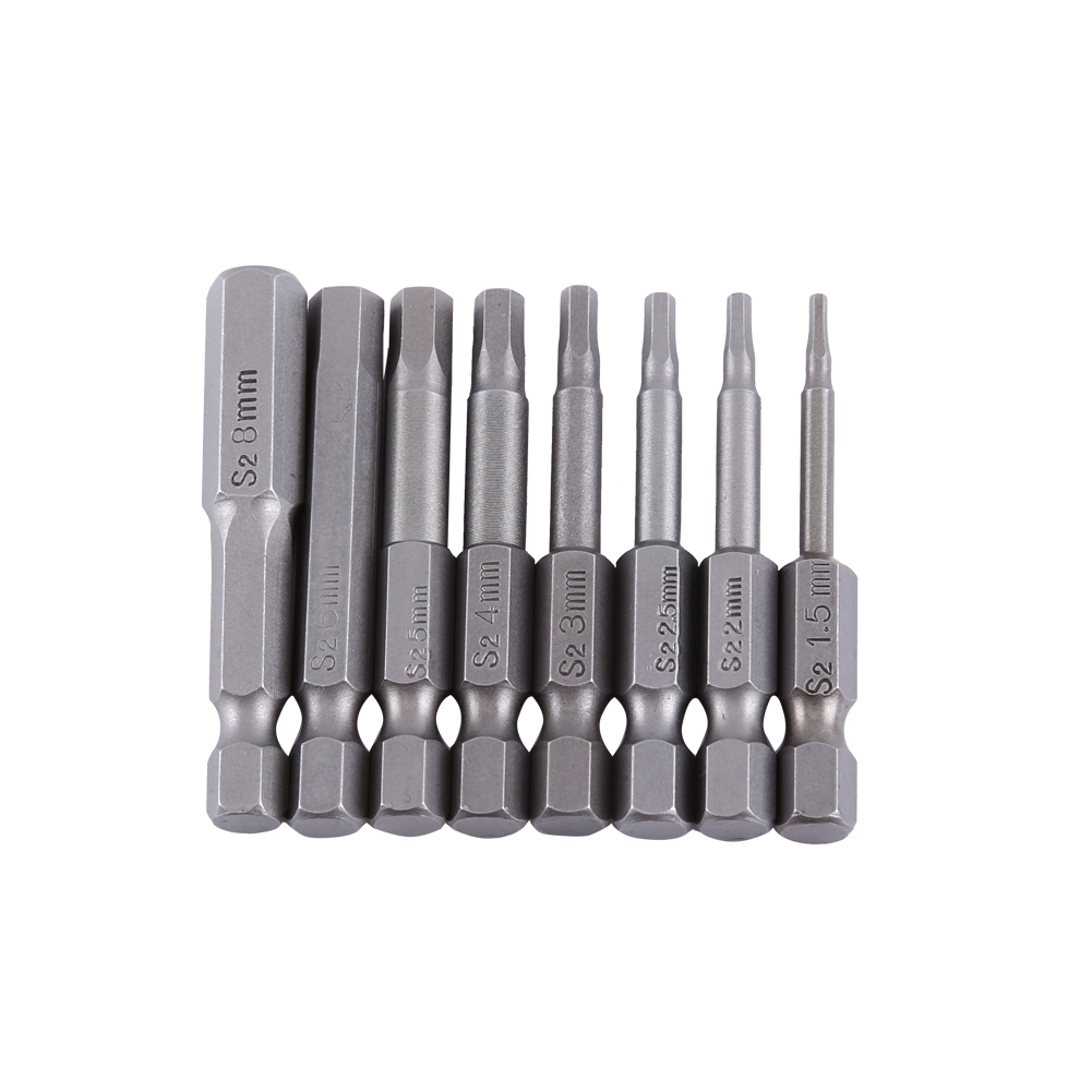 8 Embouts De Tournevis Magnétiques À Tête Hexagonale S2 De 50 Mm (1/4 Pouce) H1.5-h8