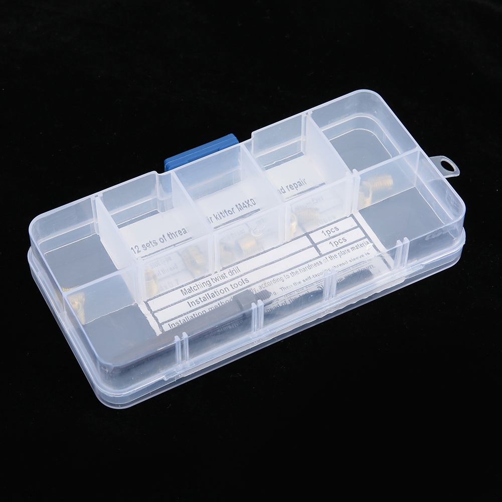 Kit De Réparation De Filetage M4x0,7 (12 Pièces) Avec Outil De Perçage Hélicoïdal Et Inserts Autotaraudeurs