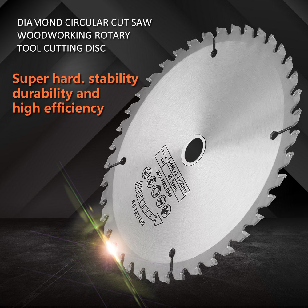 Disque De Coupe Diamanté Circulaire 165 Mm X 20 Mm, 40 Dents, Pour Le Travail Du Bois