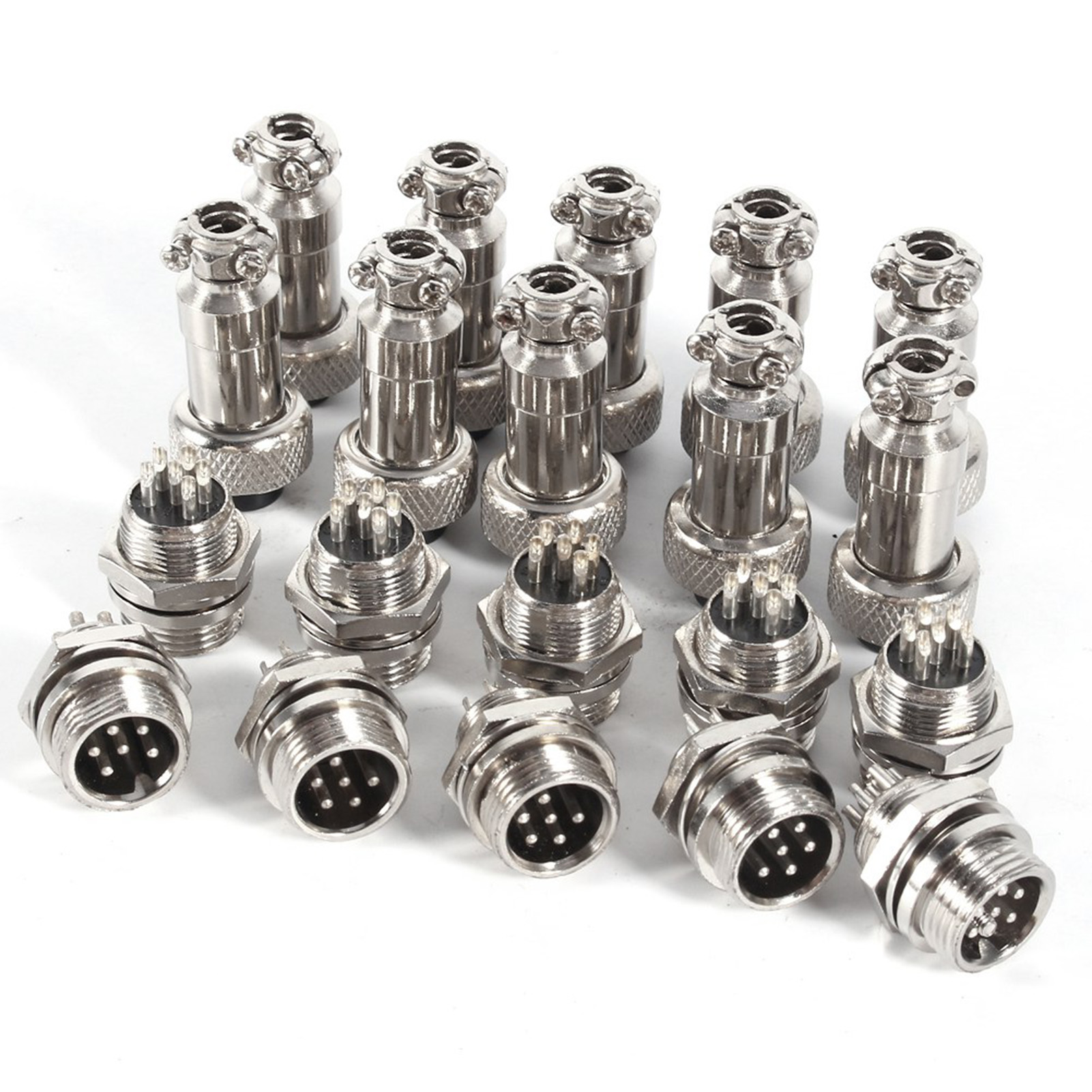 Lot De 10 Connecteurs Gx12 6 Broches 12 Mm Pour Aviation (mâle/femelle) À Douille Métallique