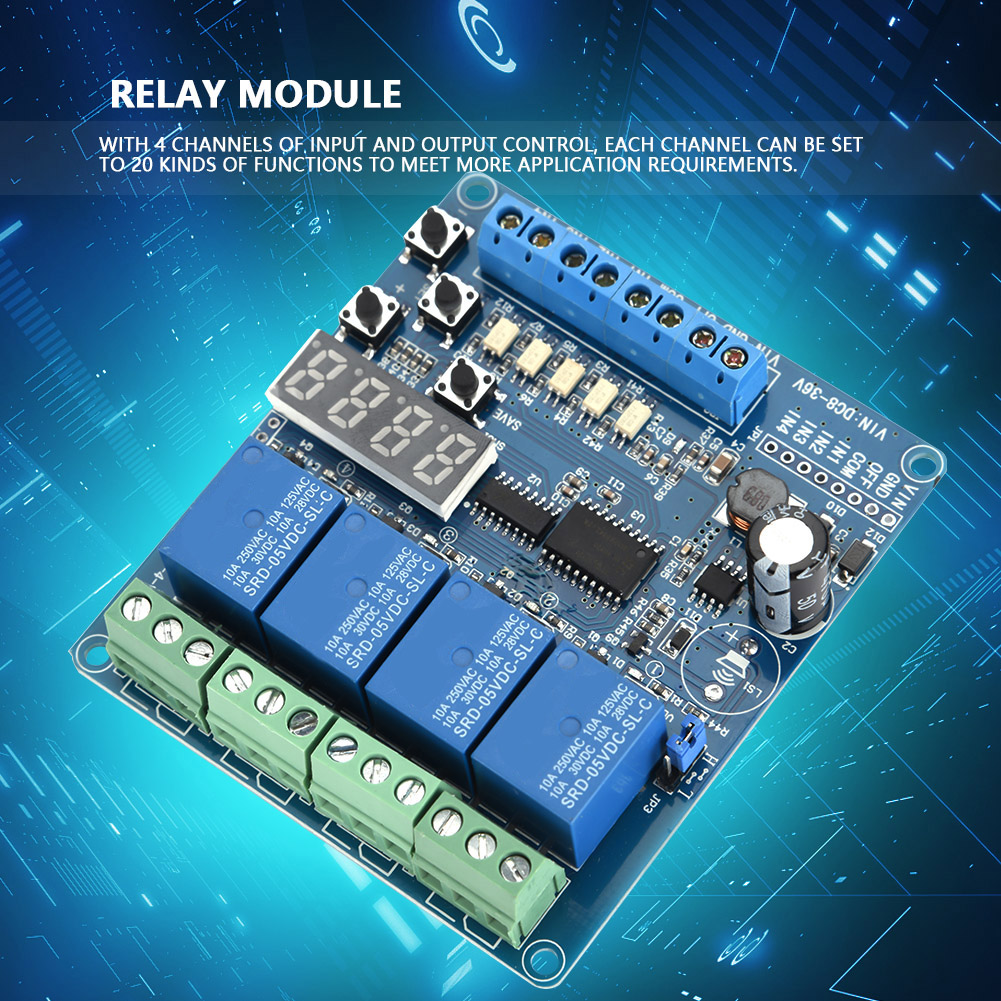 Module D'Interface De Relais Temporisé Multifonction 4 Canaux 8-36 V Avec Optocoupleur Et Led