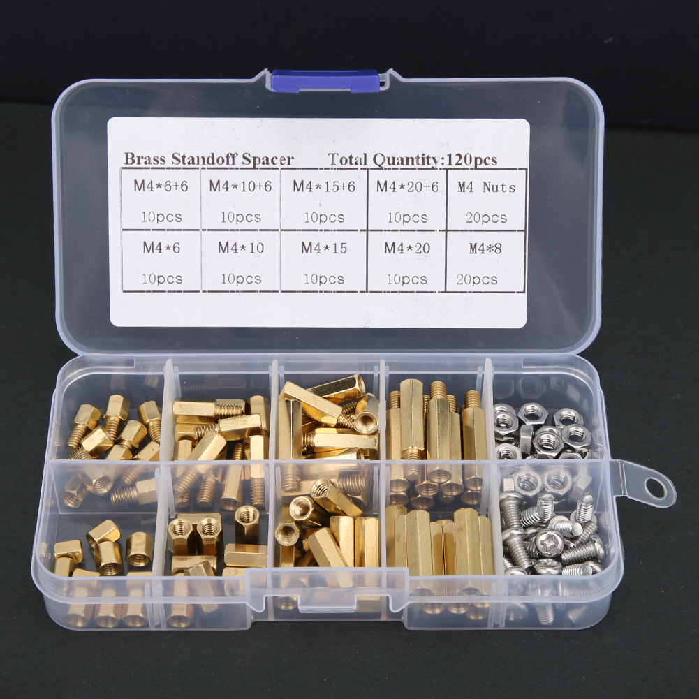 Ensemble De 120 Écrous Et Entretoises Hexagonaux En Laiton Et Acier Inoxydable 304 Pour Circuits Imprimés.