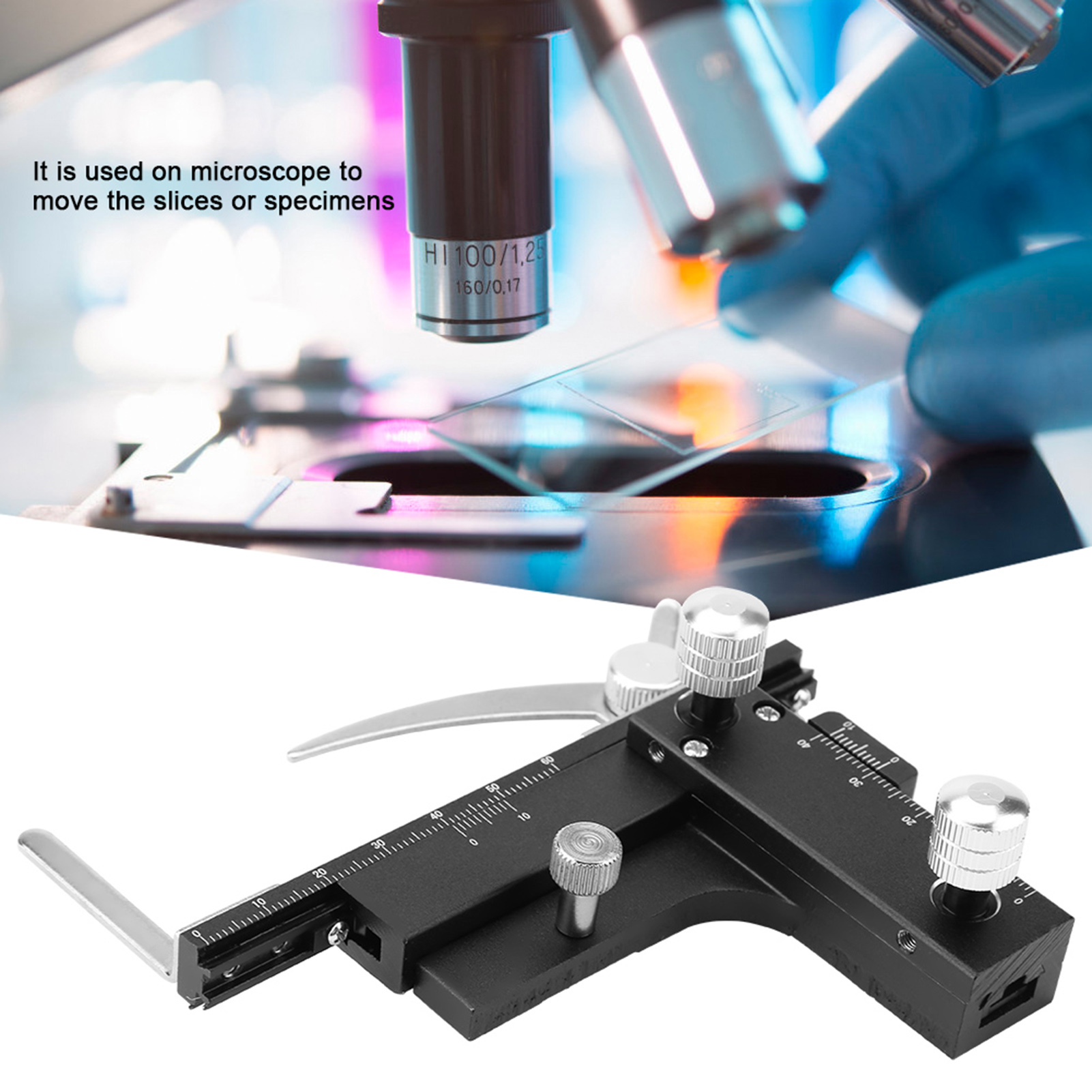 Accessoires Pour Microscope : Pied À Coulisse Mobile, Platine Mécanique, Platine Mobile X-y Avec Échelle.
