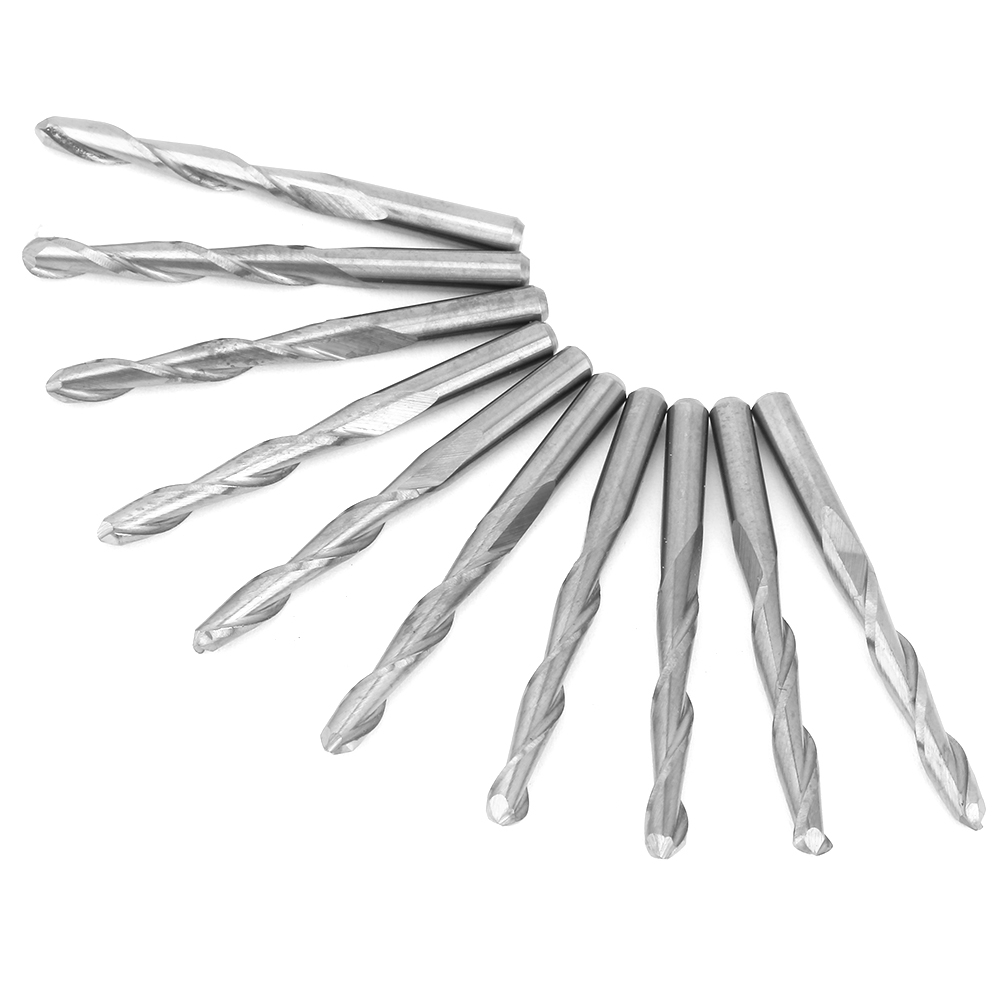 Lot De 10 Fraises À Spirale À 2 Dents Pour Défonceuse Cnc À Bois, En Tungstène, 3,175 X 22 Mm