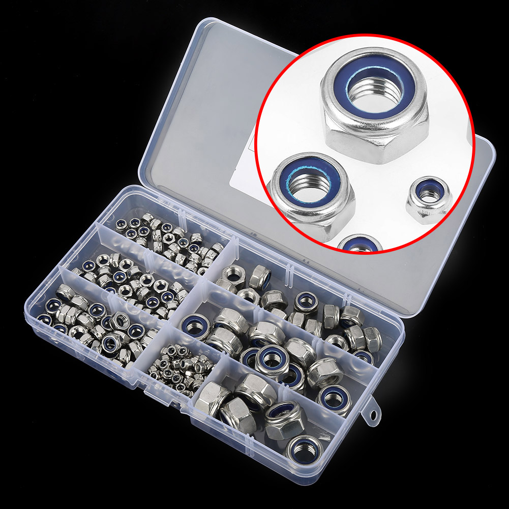 Kit Assorti De 175 Écrous Hexagonaux En Acier Inoxydable M3, M4, M5, M6, M8, M10 Et M12