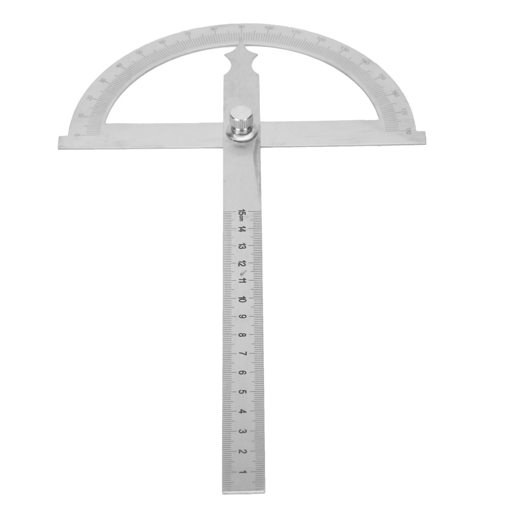 Rapporteur D'Angle Goniomètre En Acier Inoxydable 0-180°, Règle De 15 Cm, 150 X 200 Mm