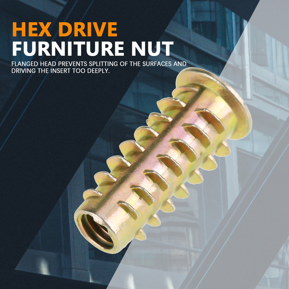 20 Écrous À Tête Hexagonale En Alliage De Zinc M625 Mm Pour Meubles, Filetés Pour Inserts En Bois