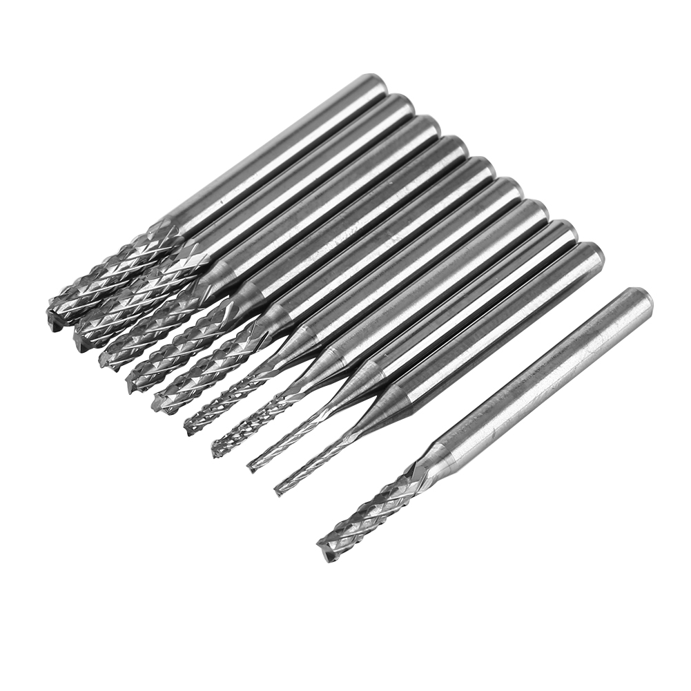 Lot De 10 Fraises À Graver En Carbure De Tungstène, Diamètres De Coupe : 1,0 1,5 2,0 2,5 3,0 Mm