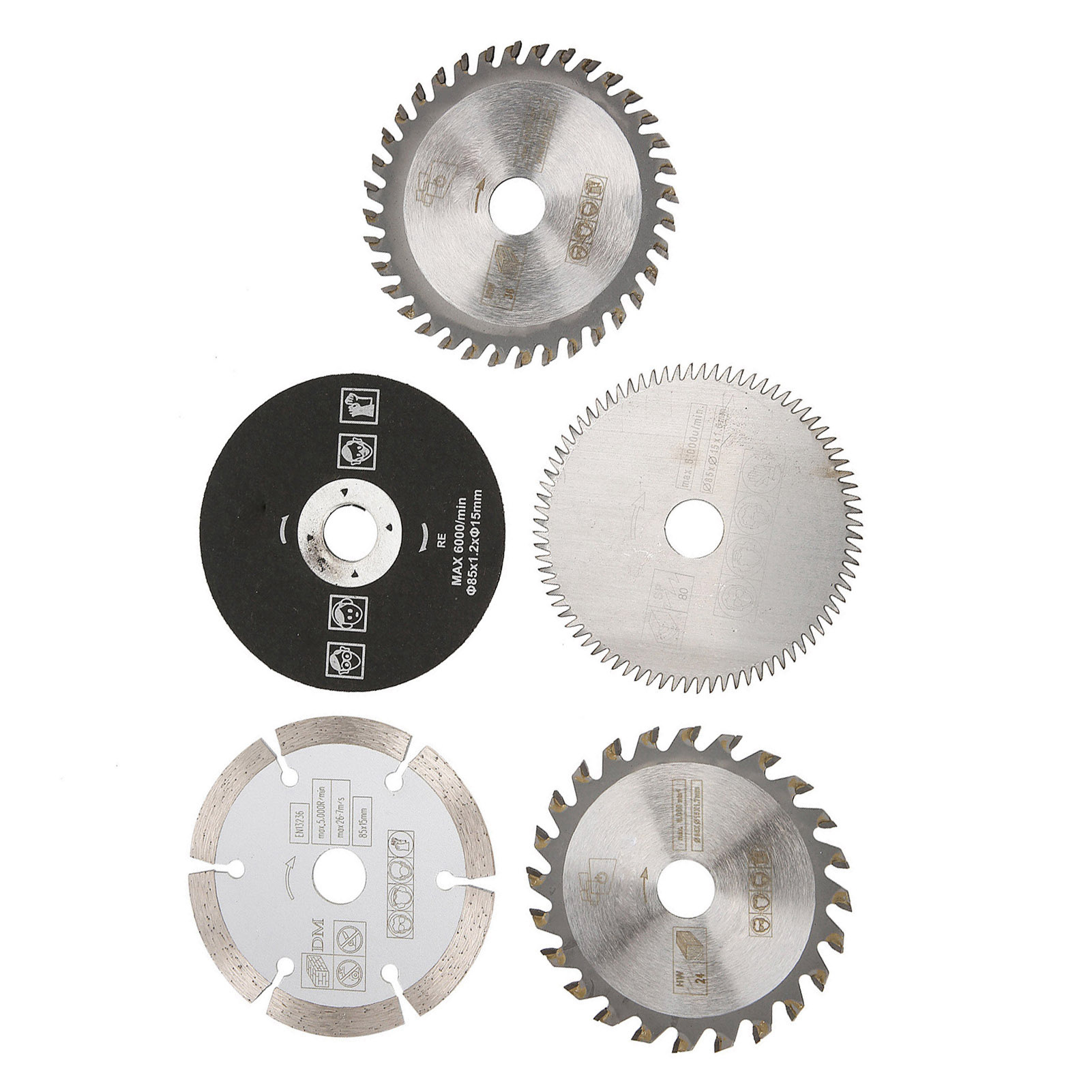5 Lames De Scie Circulaires Miniatures En Carbure De 85 Mm De Diamètre Intérieur Et 15 Mm D'Épaisseur Pour Outil De Coupe