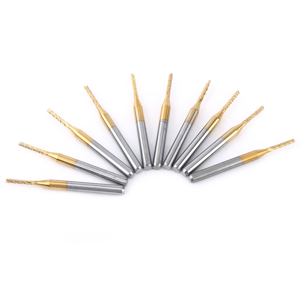 10 Fraises À Bout De 1,5 Mm Pour Gravure Cnc Sur Circuit Imprimé, Revêtement En Tungstène, Queue De 1/8".