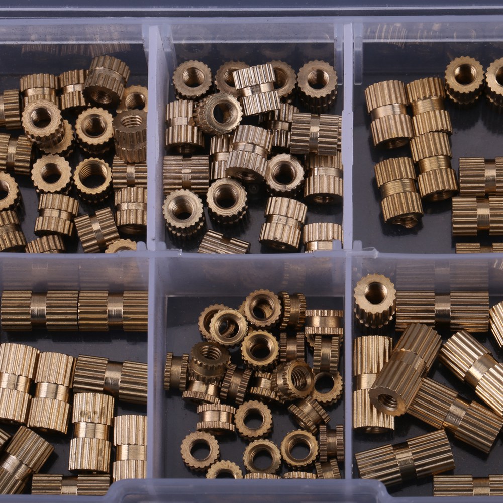 Kit De 150 Écrous Moletés En Laiton M3, Assortis Et Présentés Dans Une Boîte En Plastique.