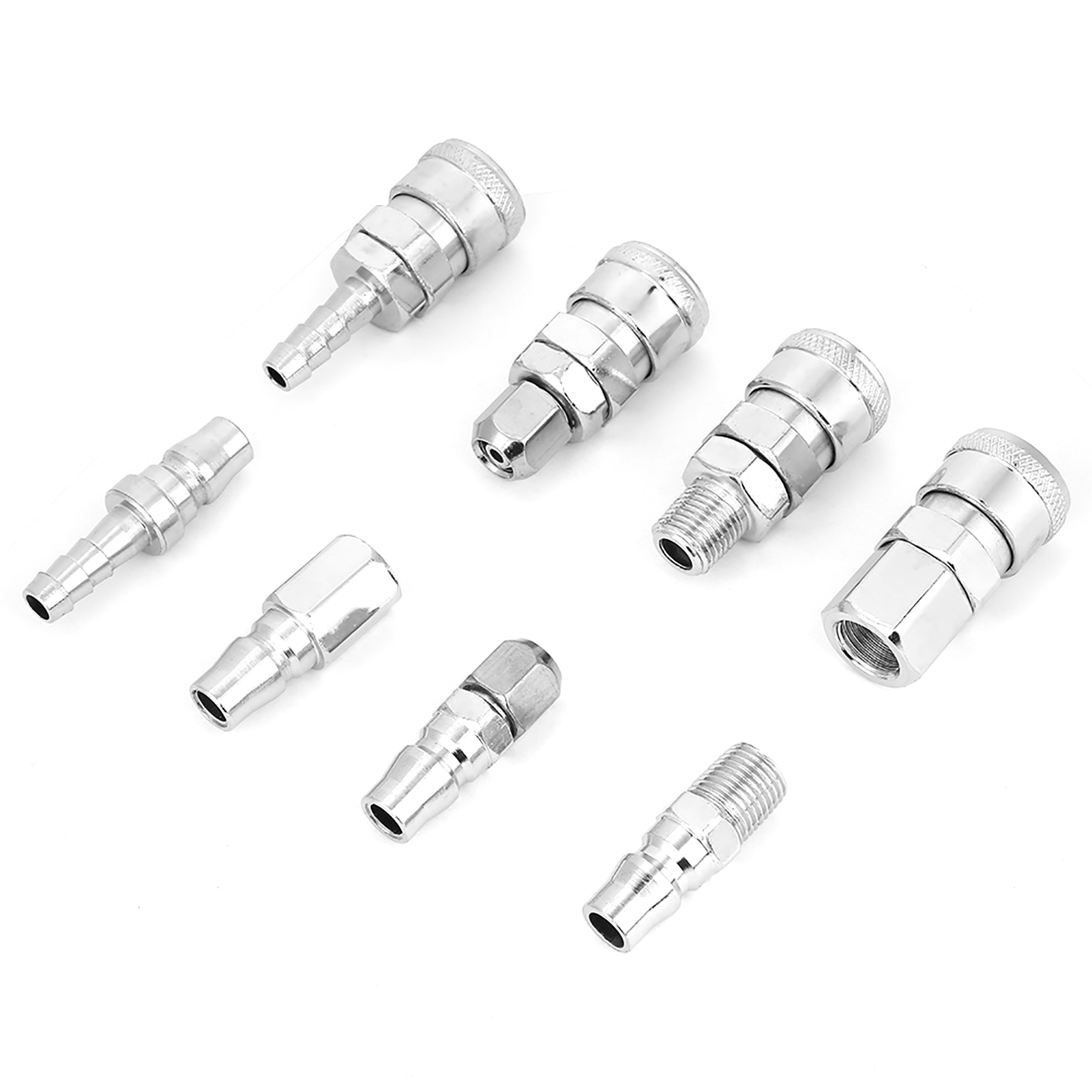 Ensemble De 8 Raccords Rapides Pneumatiques 1/4" Avec Connecteurs À Douille Et Fiche À Dégagement Rapide Pour Tuyau De Compresseur D'Air