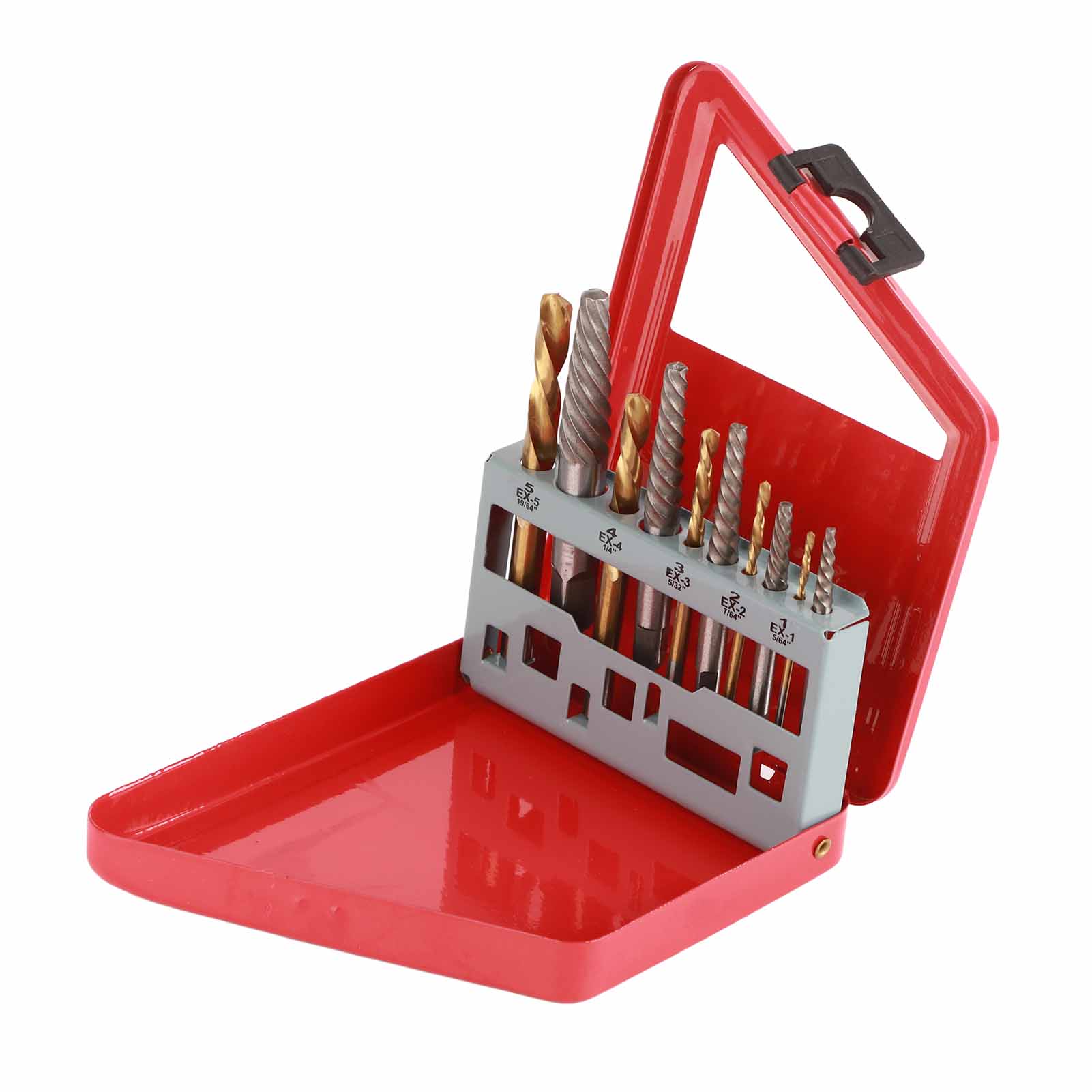 Kit De 10 Extracteurs De Vis Avec Forets À Gauche, Plaqués Titane, En Acier Allié.