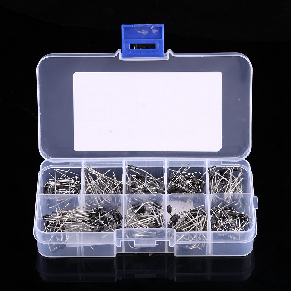Kit Électronique D'Assortiment De 200 Diodes Redresseuses (10 Valeurs) : 1n4001 À 1n4007 Et 1n5817 À 1n5819, Avec Boîte.