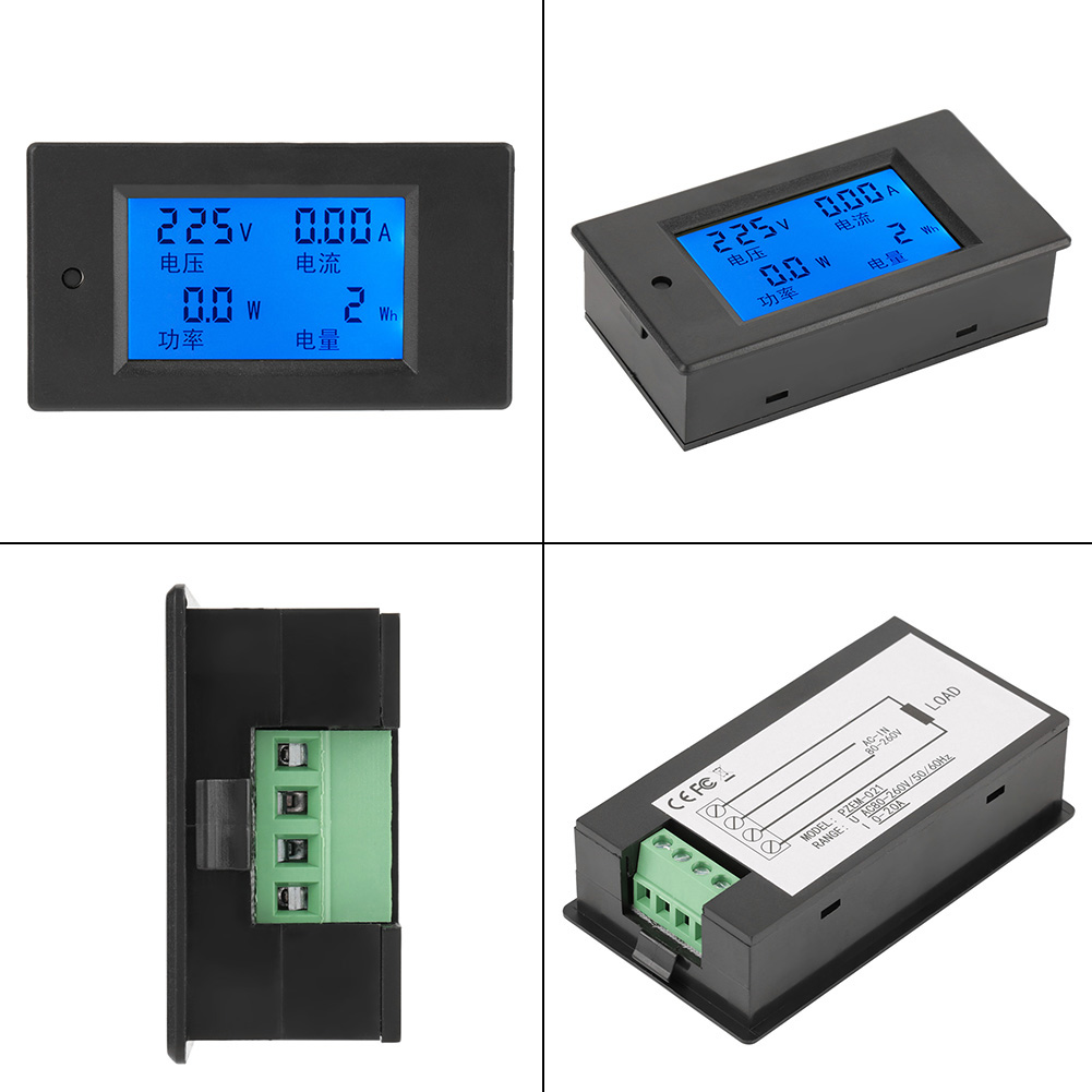 Peacefair Pzem-021 Compteur D'Énergie/tension Numérique Ca Avec Écran Lcd, 20 A, 80-260 V Ca