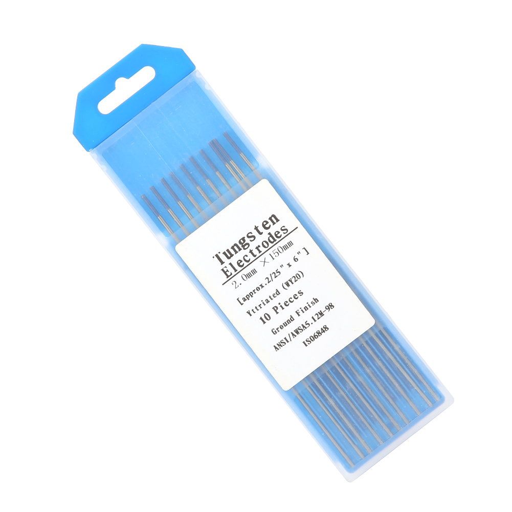 10 Électrodes En Tungstène-yttrium Wy20 À Pointe Bleue Pour Poste De Soudage Tig, 2,0 Mm X 150 Mm