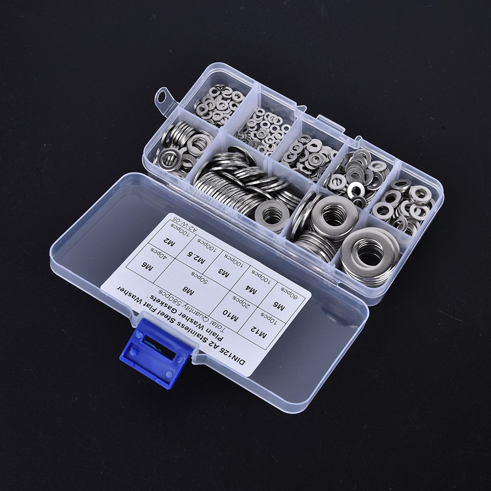Assortiment De 580 Rondelles Plates En Acier Inoxydable M2, M2.5, M3, M4, M5, M6, M8, M10 Et M12
