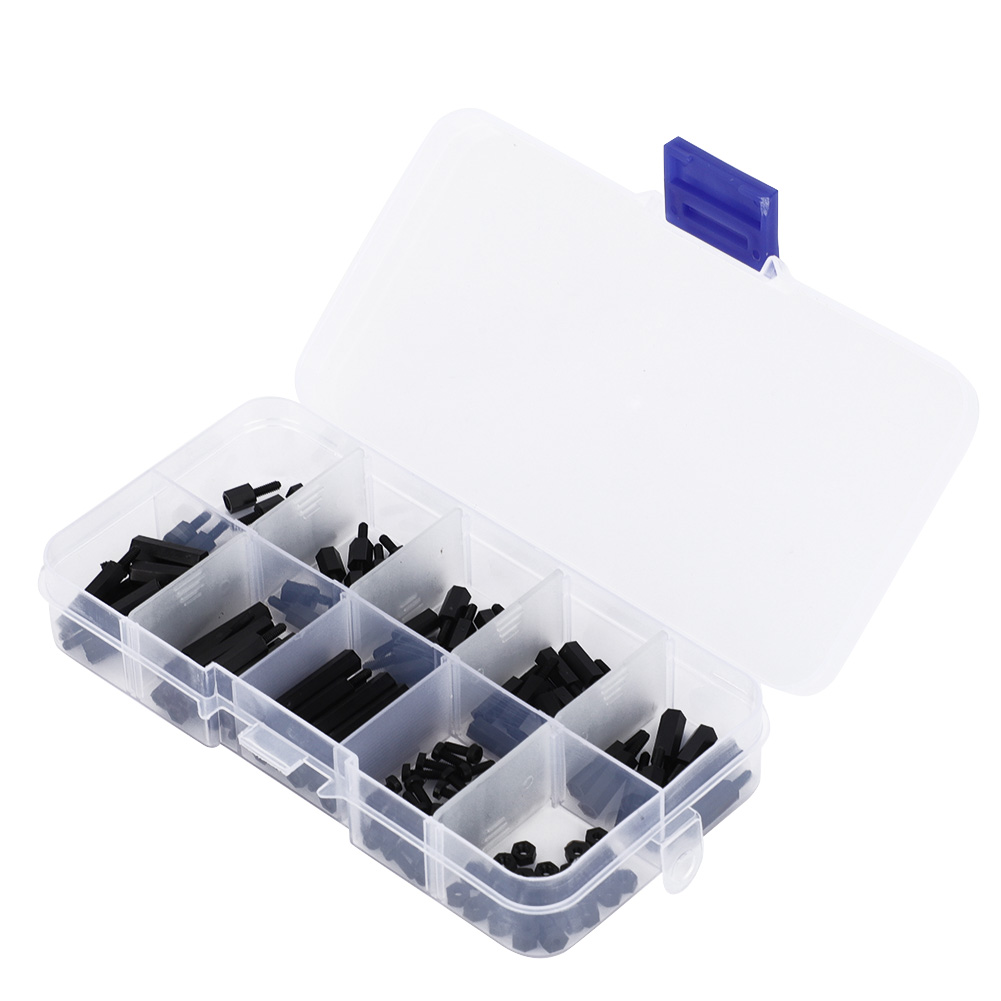 Kit D'Assortiment De 140 Vis À Tête Ronde En Nylon M2, Écrou Hexagonal, Entretoise Mâle/femelle (noir)