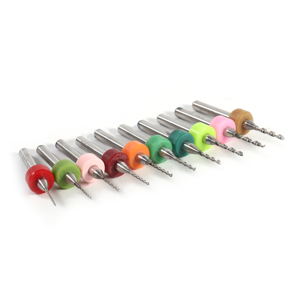 Lot De 10 Mini-forets En Carbure Cémenté De 0,6 À 1,5 Mm Pour Circuits Imprimés Cnc