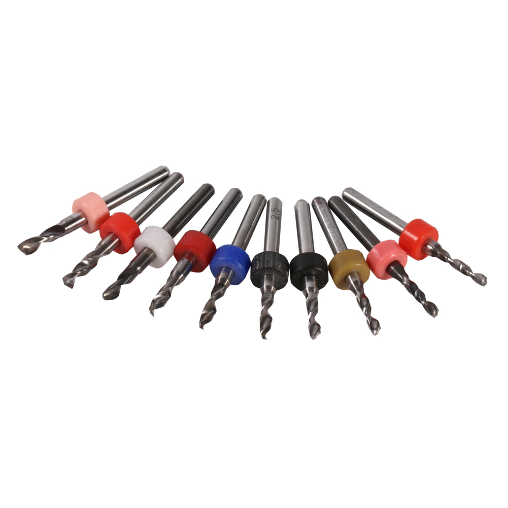 10 Forets Miniatures En Carbure Cémenté Pour Circuits Imprimés (pcb), Diamètre 2,1 Mm À 3,0 Mm, Pour Cnc.