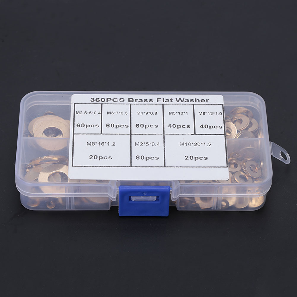 Kit De 360 Rondelles Plates En Laiton (m2, M2.5, M3, M4, M5, M6, M8, M10)