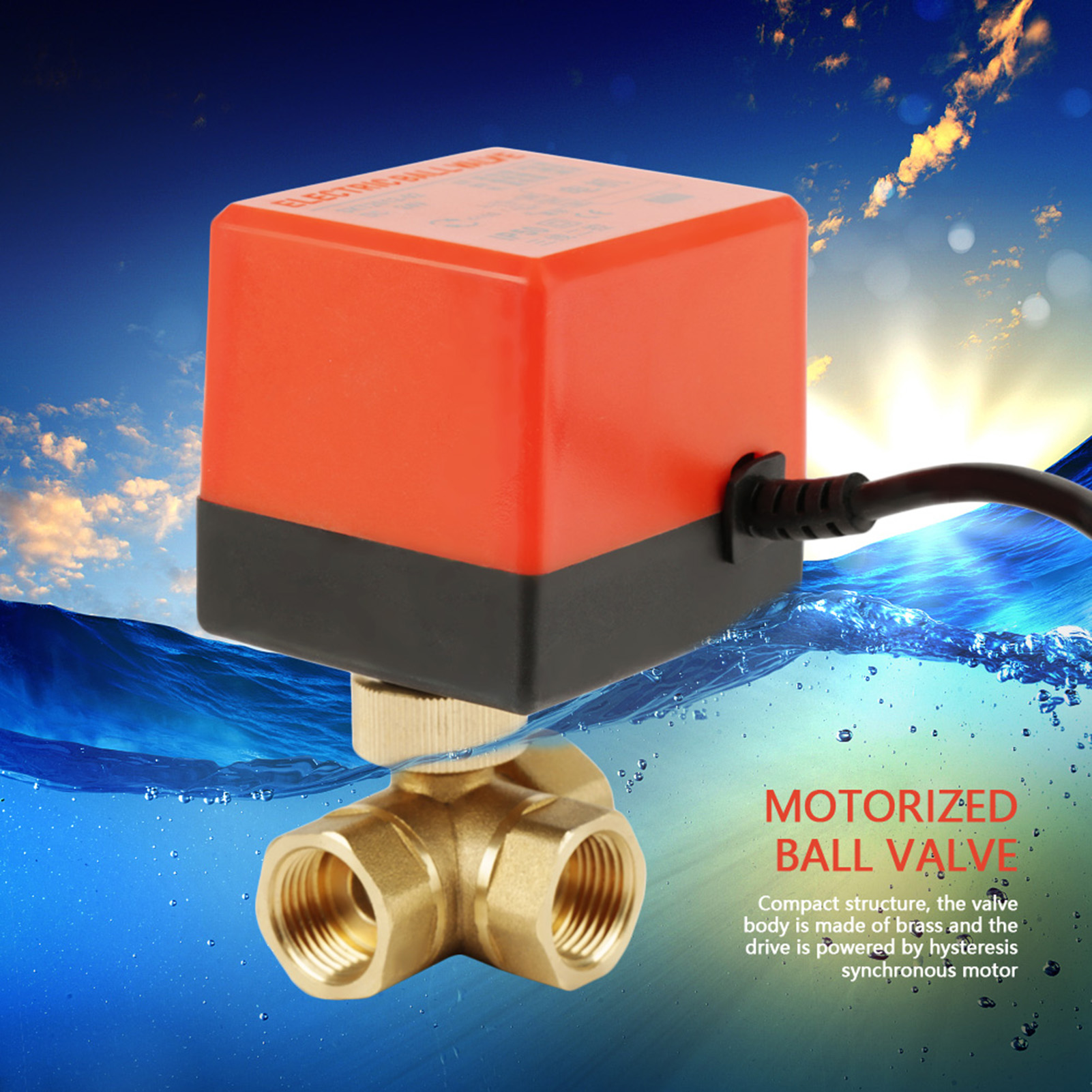 Vanne Électrique À Bille Motorisée 3 Voies En Laiton G1/2" Dn15 220 V Ca Pour Le Contrôle De Débit