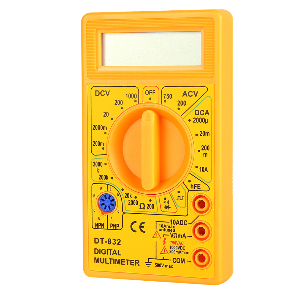 Multimètre Numérique De Poche Dt-832, Testeur De Tension, Courant Et Résistance Ac/dc Avec Buzzer (jaune)