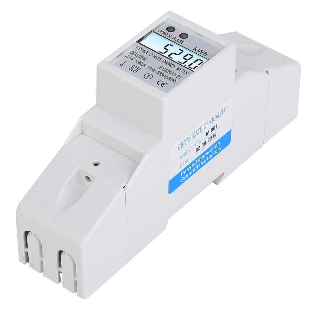 Compteur D'Énergie Domestique Dds529l, Affichage Lcd Intelligent, Monophasé 2p, Montage Sur Rail Din