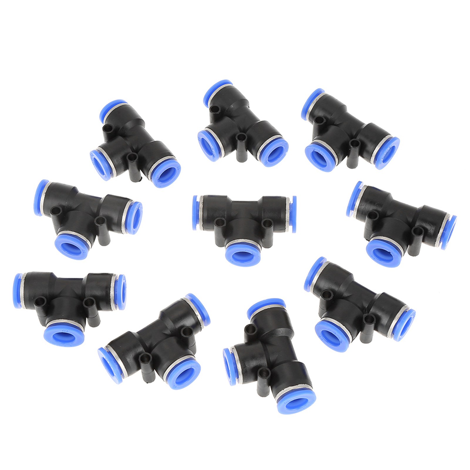 Lot De 10 Raccords Pneumatiques Rapides En T De 10 Mm (3/8") Pour Conduites D'Air.