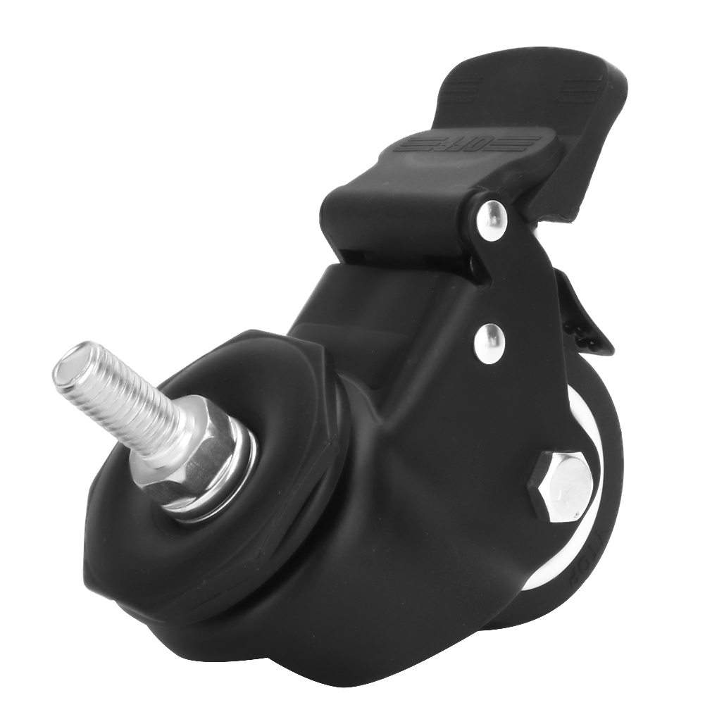 Roue De Chariot À Outils Universelle En Tpu Avec Support En Acier Au Manganèse De 2 Pouces Et Frein (tige Filetée M12)
