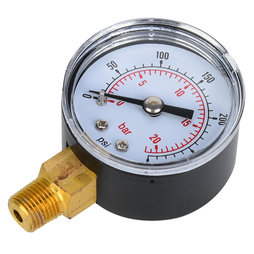 Manomètre Mécanique À Raccord Inférieur 1/8 Pouce Bspt Pour Air, Huile Et Eau (0-300 Psi 0-20 Bar)