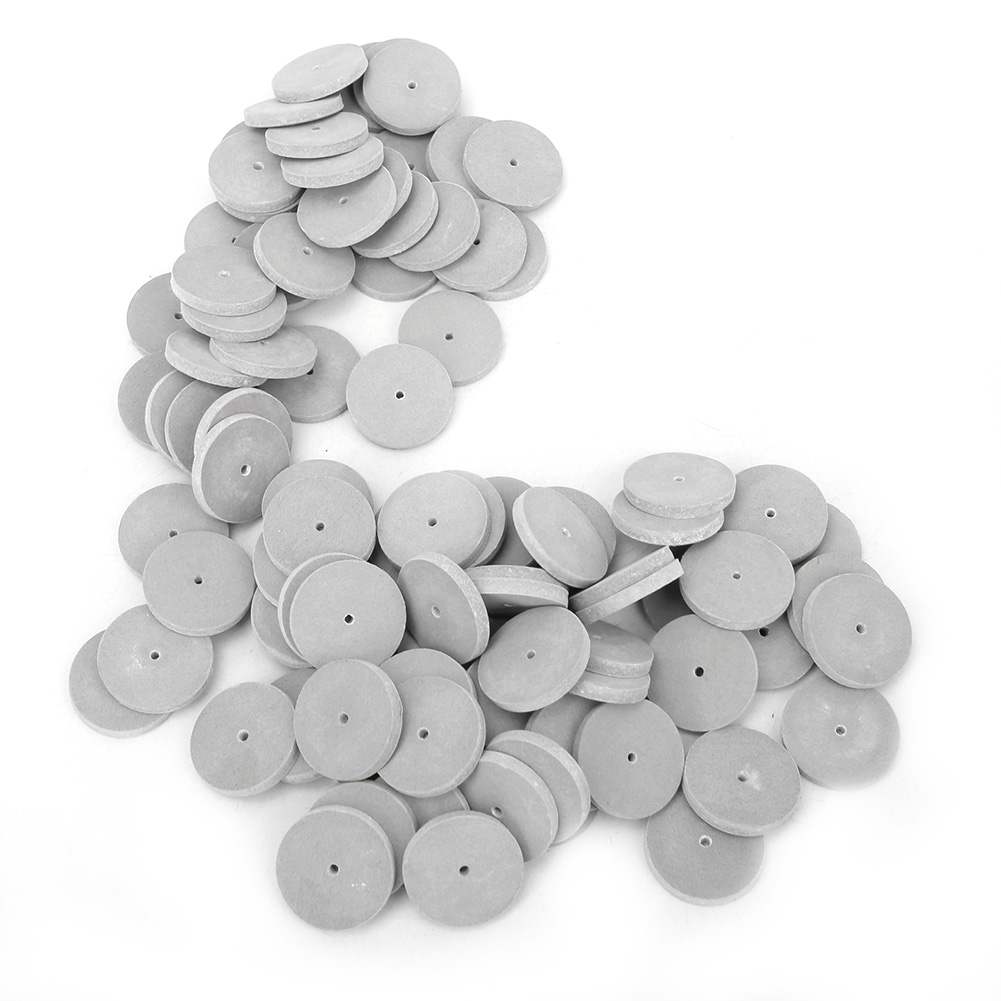 100 Fraises De Laboratoire Dentaire, Outil De Polissage Abrasif En Caoutchouc (grain Fin Gris)